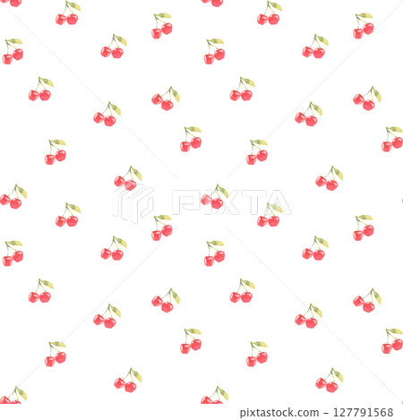 Watercolor seamless pattern hand drawn with cherries 127791568