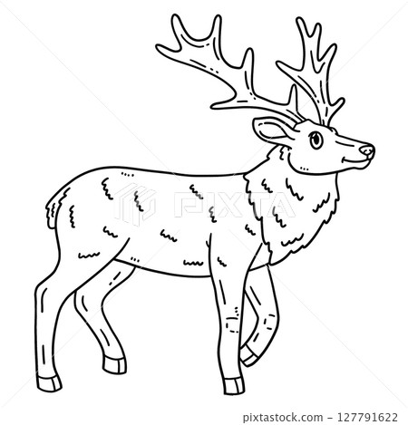 Forest Animal Elk Isolated Coloring Page for Kids  127791622