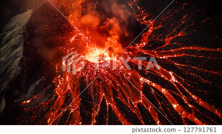 從上方看到的極端火山爆發 從上方看到的極端火山爆發 127791761