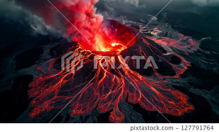 從上方看到的極端火山爆發 從上方看到的極端火山爆發 127791764