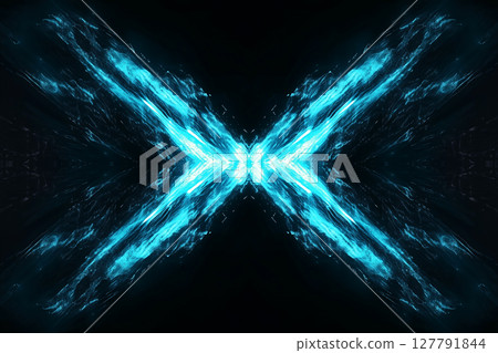 人工智慧生成的圖像：深色背景上呈 X 形的淺藍色北極光 127791844