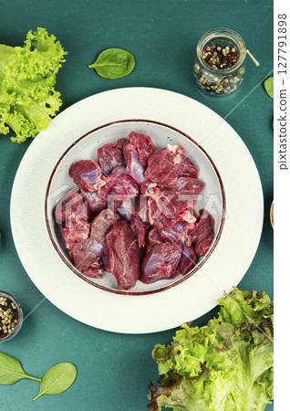 Fresh deer meat. Fresh deer meat. 127791898