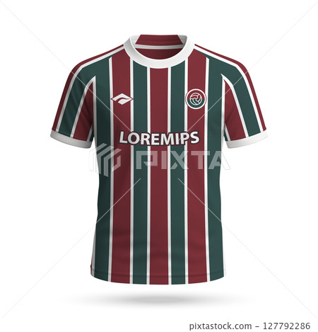 3d realistic soccer jersey in Fluminense style, football club shirt template 127792286