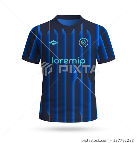 3d realistic soccer jersey in Inter Milan style, football club shirt template 127792288