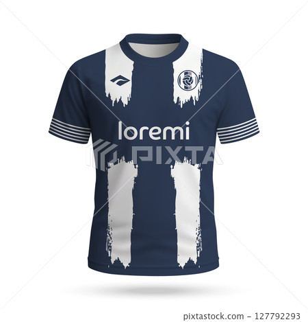 3d realistic soccer jersey in Monterrey style, football club shirt template 3d realistic soccer jersey in Monterrey style, football club shirt template 127792293