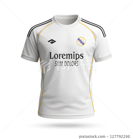 3d realistic soccer jersey in Real Madrid style, football club shirt template 127792298