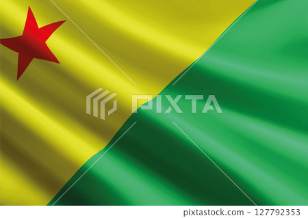 Acre flag waving in the wind. State of Brazil 127792353