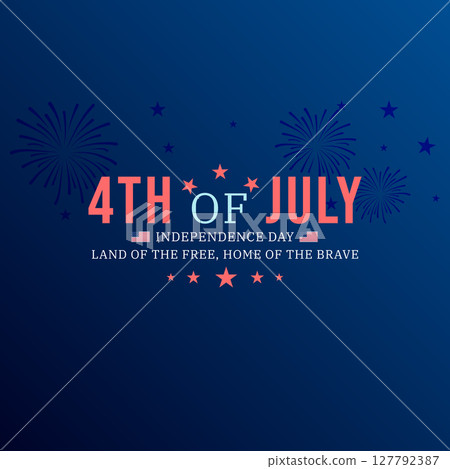 Bold 4th of July Poster with Fireworks and Patriotic Quote 127792387