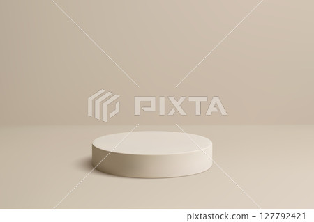 Minimal beige podium on neutral background for product display Minimal beige podium on neutral background for product display 127792421