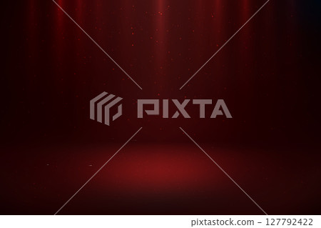 Red spotlight background with particles for stage presentation 127792422