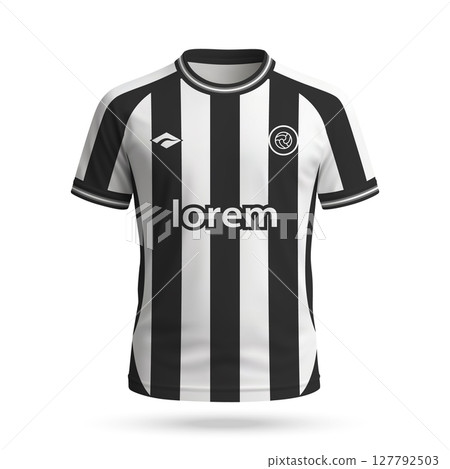 3d realistic soccer jersey in Botafogo style, football club shirt template 127792503