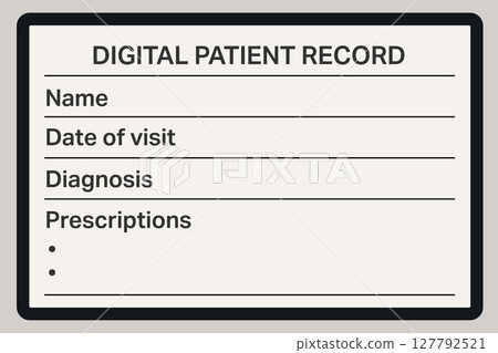 Digital patient record form with blank fields and lines. Digital patient record form with blank fields and lines. 127792521