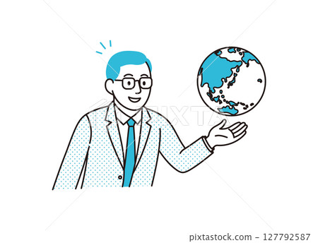 商人支撐地球的圖像插圖 商人支撐地球的圖像插圖 127792587