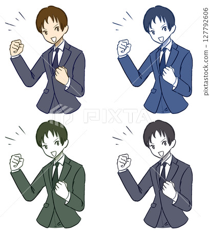  Businessman who plays guts pose 127792606