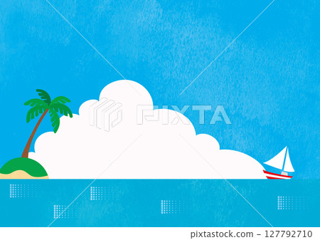 夏季海、積雨雲、夏季、海和遊艇向量插圖 127792710