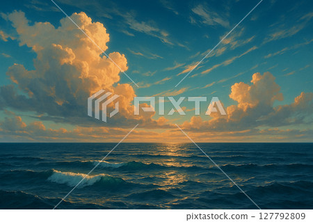 在海上日落 127792809