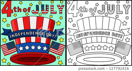 4th of July Independence Day Hat Illustration  127792816