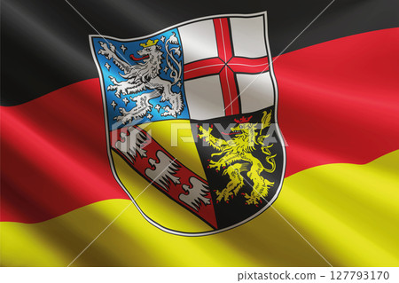 Saarland flag waving in the wind. State of Germany 127793170