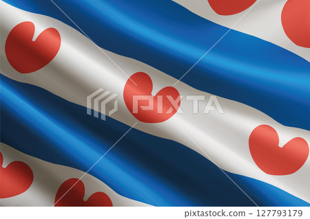 Friesland flag waving in the wind. Province of Netherlands 127793179