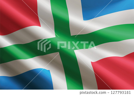 Groningen flag waving in the wind. Province of Netherlands 127793181