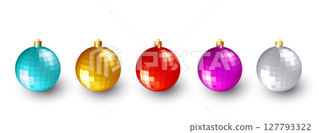 Color Christmas Baubles set isolated on white background. 127793322