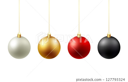 Color Christmas Baubles set isolated on white background. 127793324