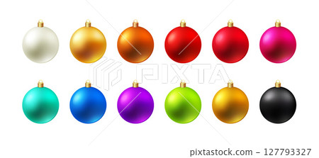 Color Christmas Baubles set isolated on white background. 127793327