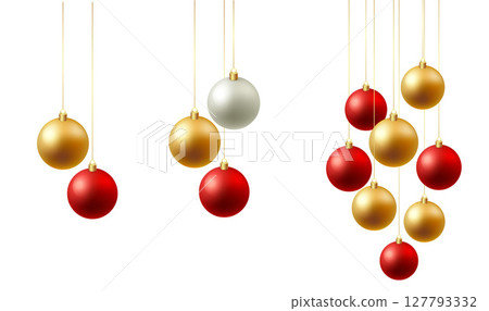 Color Christmas Baubles set isolated on white background. Color Christmas Baubles set isolated on white background. 127793332