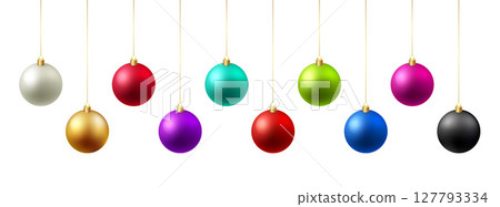 Color Christmas Baubles set isolated on white background. 127793334
