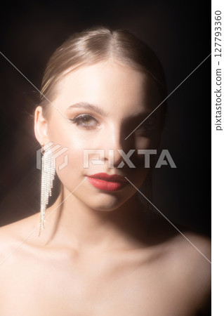 Beautiful woman classic studio portrait Beautiful woman classic studio portrait 127793360