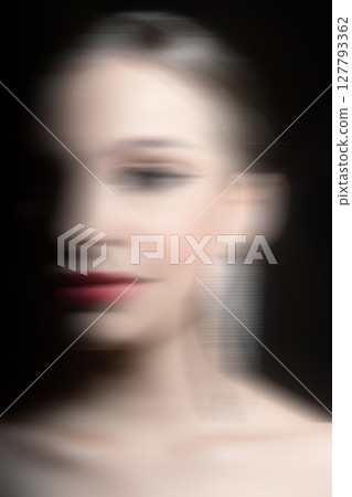 Beautiful woman classic studio portrait in motion blur effect style Beautiful woman classic studio portrait in motion blur effect style 127793362