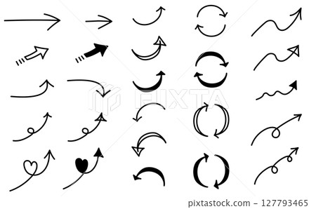 Hand-drawn arrow set vector illustration material 127793465