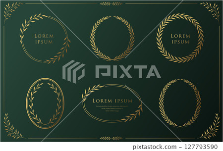 優雅的金色植物花環框架 127793590