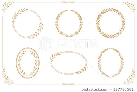 優雅的金色植物花環框架 127793591