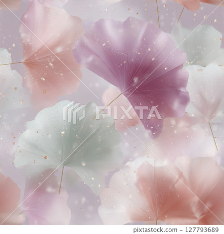 Autumn-themed pattern, floral and foliage motifs 127793689