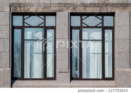 Two windows on a gray background. Two windows on a gray background. 127793833