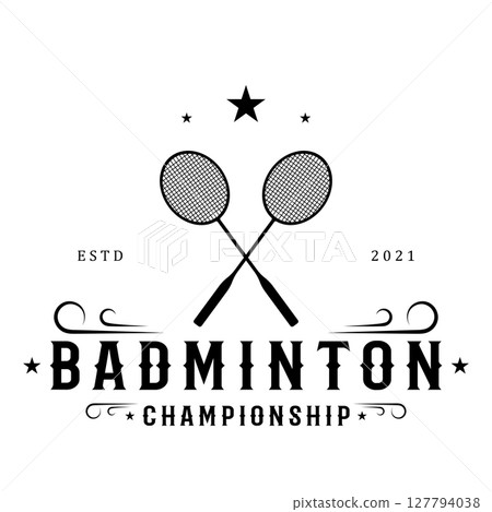 Modern Badminton logo design with Dynamic Shuttlecock and Racket, for championship, sport, sports shop, badminton school, business, company, tournament Modern Badminton logo design with Dynamic Shuttlecock and Racket, for championship, sport, sports shop, badminton school, business, company, tournament 127794038