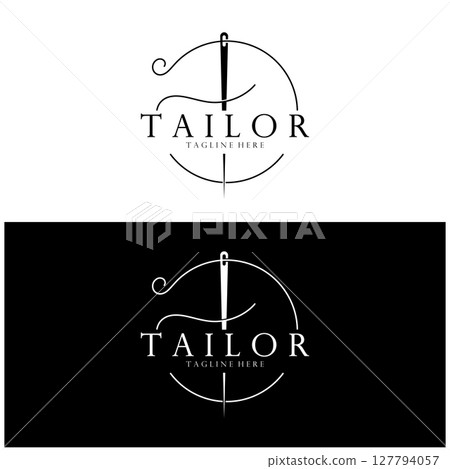 tailor logo icon illustration template combination of buttons for clothes, thread and sewing machine, for clothing product design, convection companies, fashion in vector form 127794057