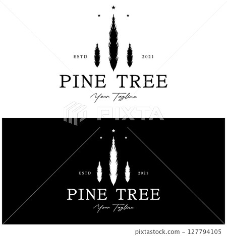 simple pine or fir tree logo,evergreen.for pine forest,adventurers,camping,nature,badges and business.vector 127794105