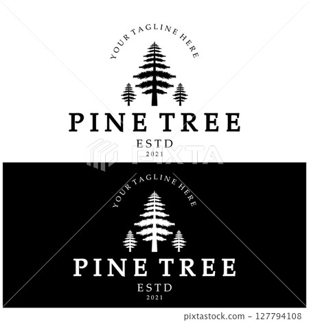 simple pine or fir tree logo,evergreen.for pine forest,adventurers,camping,nature,badges and business.vector 127794108