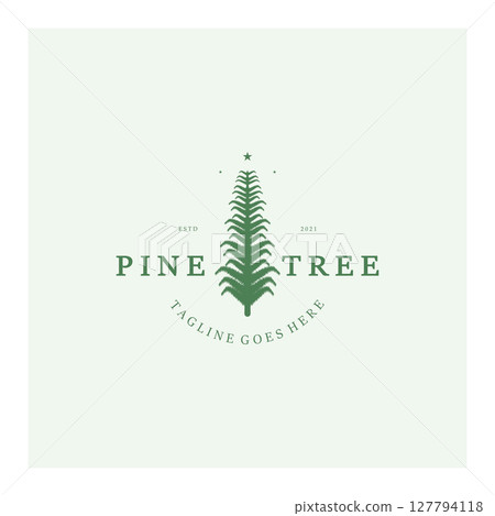 simple pine or fir tree logo,evergreen.for pine forest,adventurers,camping,nature,badges and business.vector 127794118