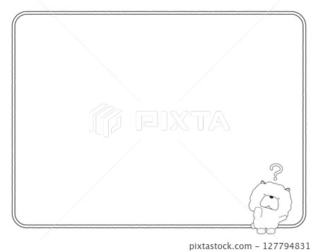 帶有問號的鬆獅犬框架 127794831