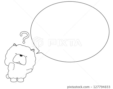 Chow Chow with a question mark. With speech bubble Chow Chow with a question mark. With speech bubble 127794833