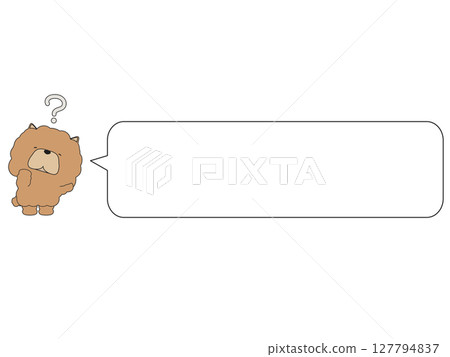 Chow Chow with a question mark. With speech bubble Chow Chow with a question mark. With speech bubble 127794837