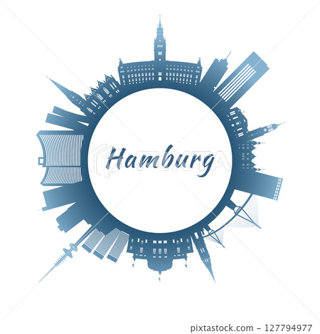 Hamburg skyline with colorful buildings. Hamburg skyline with colorful buildings. 127794977