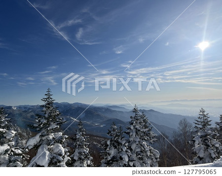 Scenery from snowy mountains 127795065