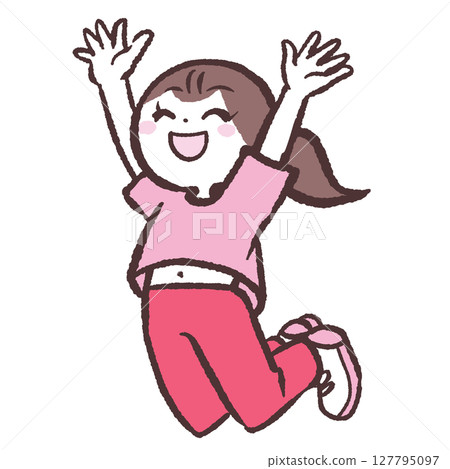 Illustration of a jumping woman Illustration of a jumping woman 127795097