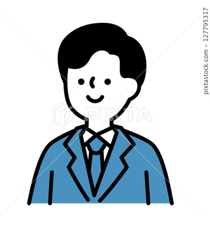 Simple illustration of a smiling man in a business suit 127795317