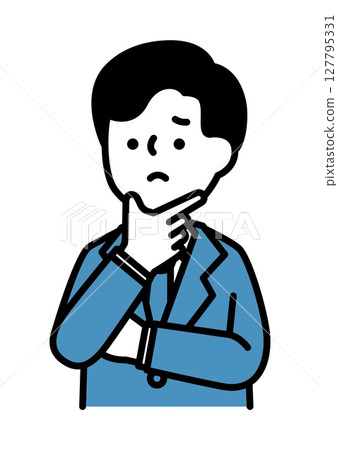 向量圖的一名男子帶著困擾的表情和姿勢 127795331