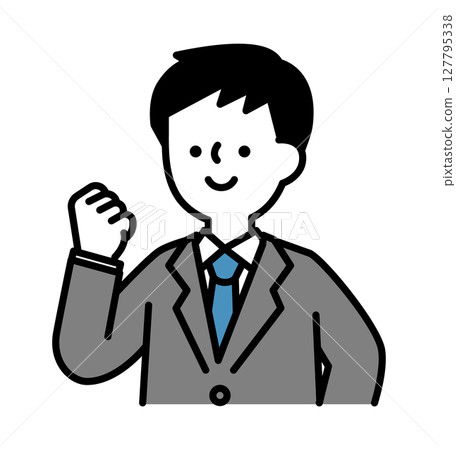 Vector illustration of a smiling business man doing a fist pump 127795338